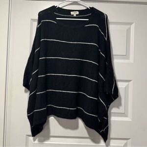 Umgee Oversized Black and White Striped Poncho